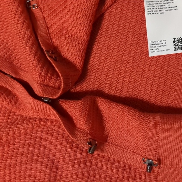 Hugo Boss Merino Super Fine Cardigan Sweater Orange Size Medium - Picture 6 of 8